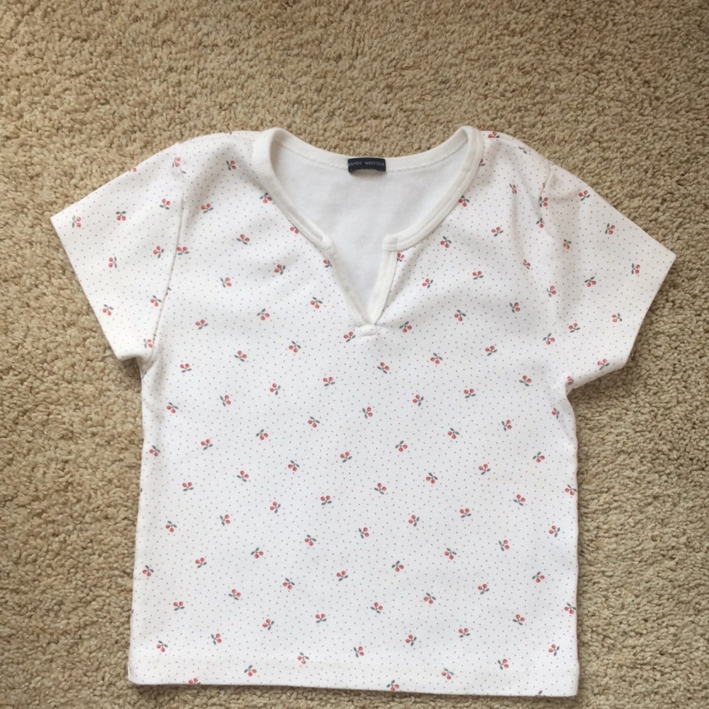 rare cherry print top brandy melville